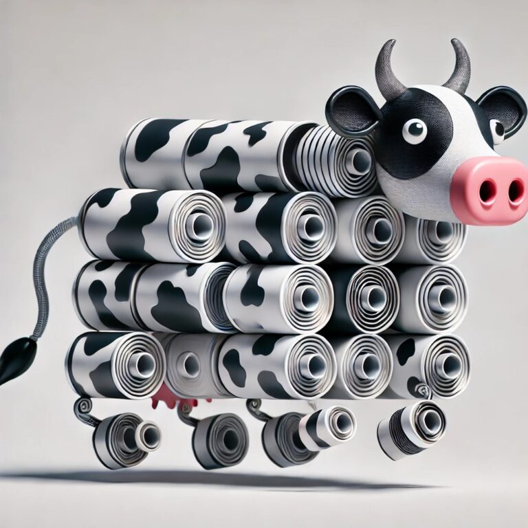 A 3D illustration of a cow transformed